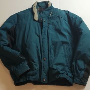 Teal green goose feather lined jacket